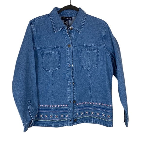 Denim & Co embroidered denim jacket - Picture 1 of 6